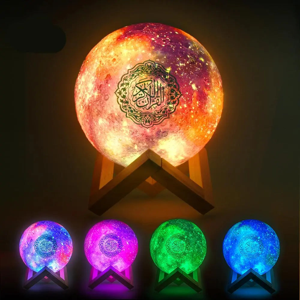 Portable Quran Speaker with Rechargeable Night Light and Remote Control - Multifunctional Bluetooth Ambient Light Speaker for Home and Office Use