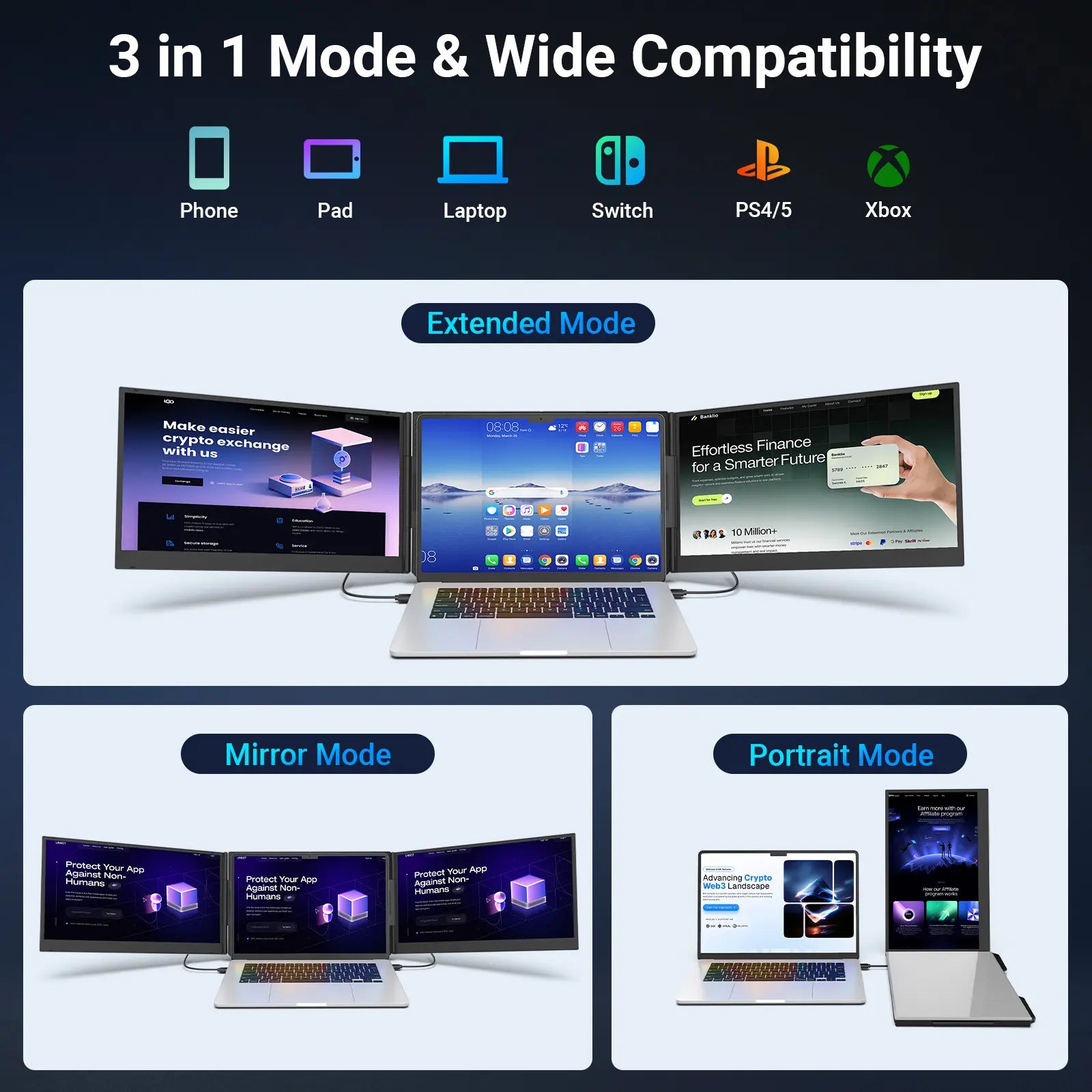 【Tiktokshopstockup】Cevaton 15.6" Laptop Screen Extender, 1080P FHD Dual Portable Monitor for Laptops, Ultra-Slim Travel Dual Monitor Fit for 13-17.3" Laptops, USB-C Plug&Play Extended Screen Compatible with Win/Mac/Android