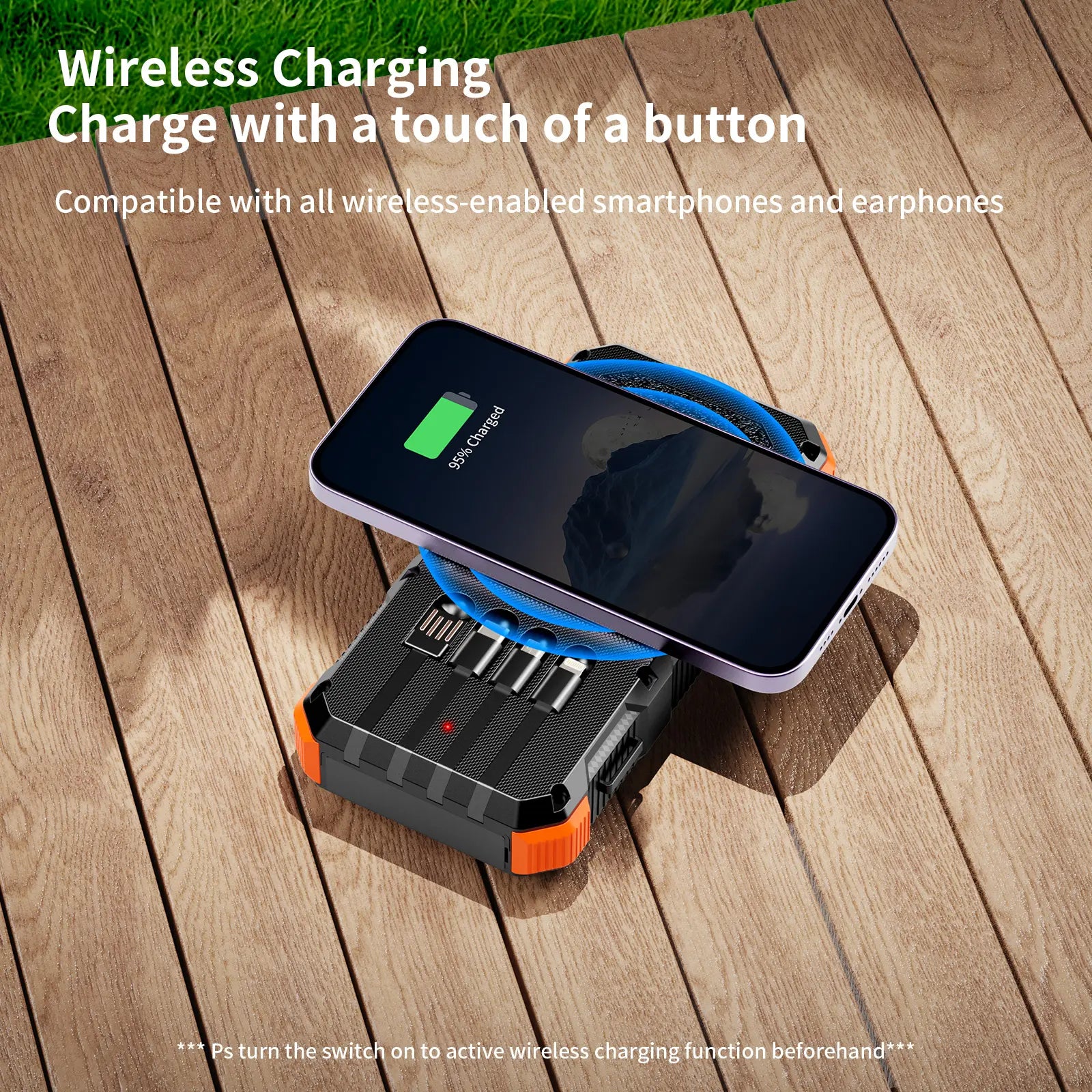 High-Capacity 49800mAh Solar Power Bank with Wireless Charging, QC Fast Charging, 8 Outputs, 4 Inputs, and SOS/Strobe/Flashlight Features, Compatible with All Mobile Devices