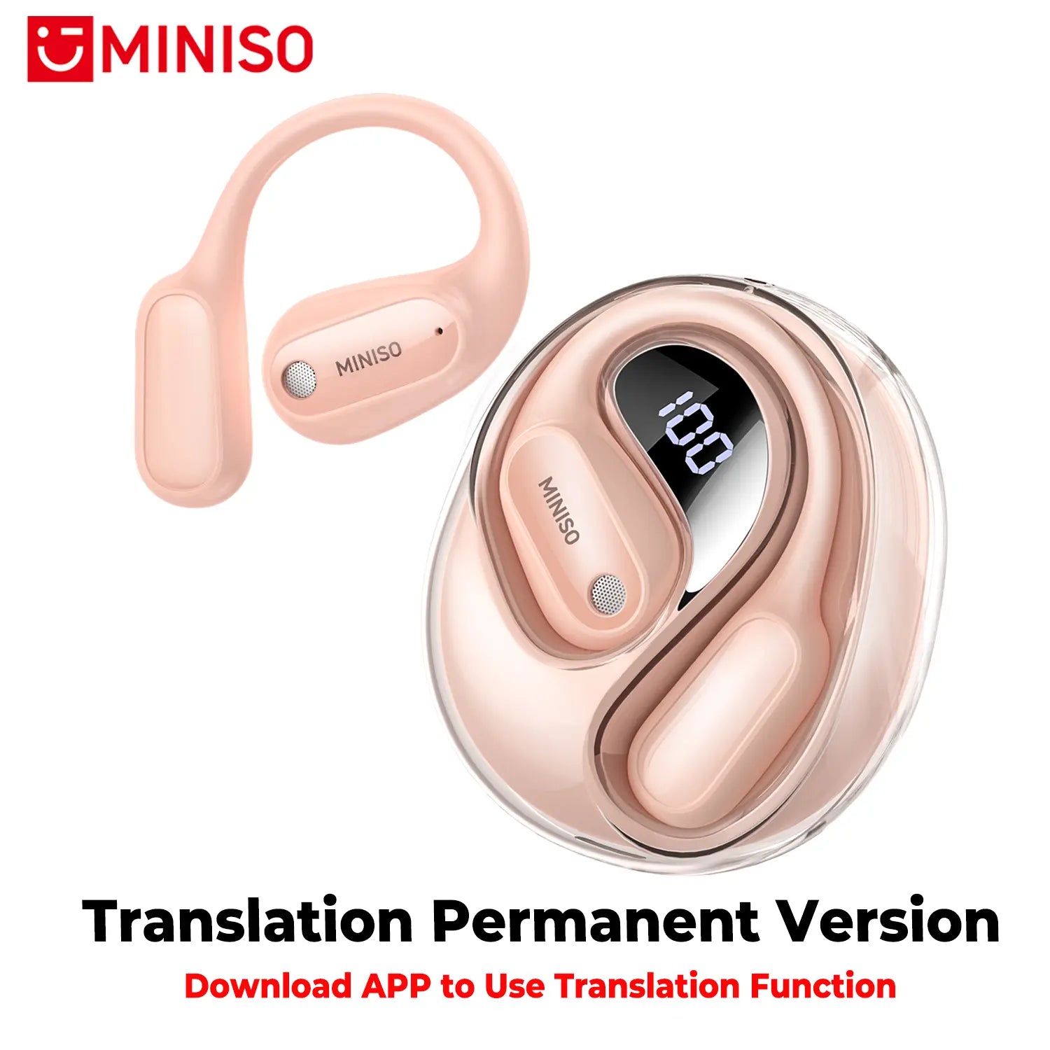 MINISO MS190 Translation Earbuds - Real-Time Translation in 134 Languages, Bluetooth 6.0 Wireless Earphones for Music and Calls, IPX5 Waterproof Sports Headphones with Extended Battery Life