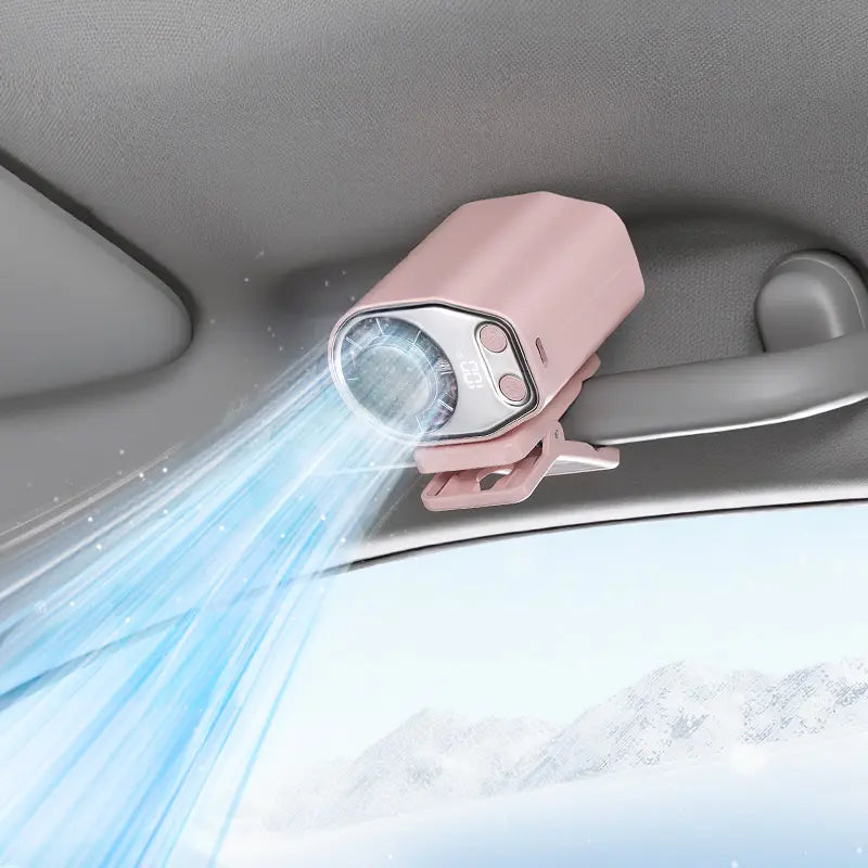 Joytutus Summervibes-2026 Portable Clip-On Car Fan with 360° Rotation, 100 Adjustable Speeds, LED Display, USB Rechargeable, 16℃ Semi-Cooling, 20-Hour Battery Life, 3000mAh Capacity