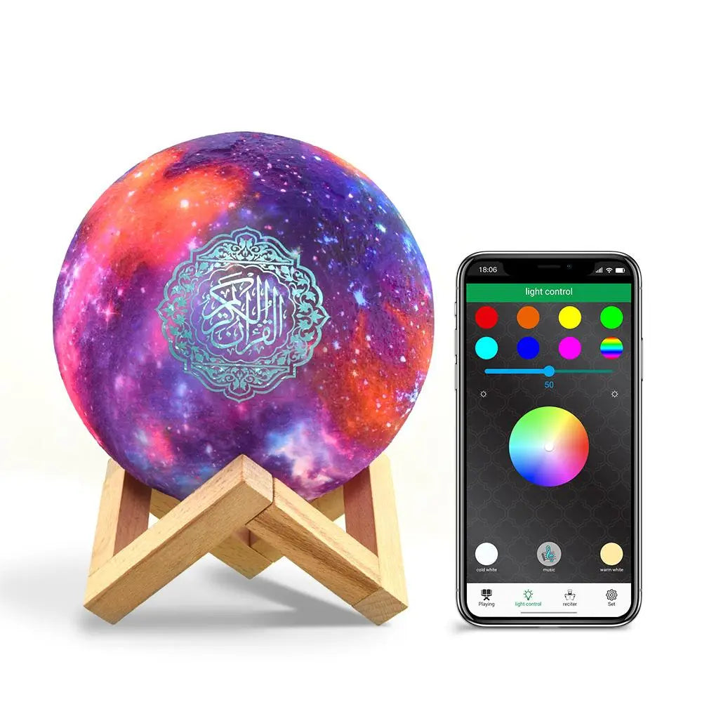 Portable Quran Speaker with Rechargeable Night Light and Remote Control - Multifunctional Bluetooth Ambient Light Speaker for Home and Office Use