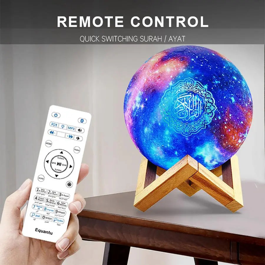 Portable Quran Speaker with Rechargeable Night Light and Remote Control - Multifunctional Bluetooth Ambient Light Speaker for Home and Office Use
