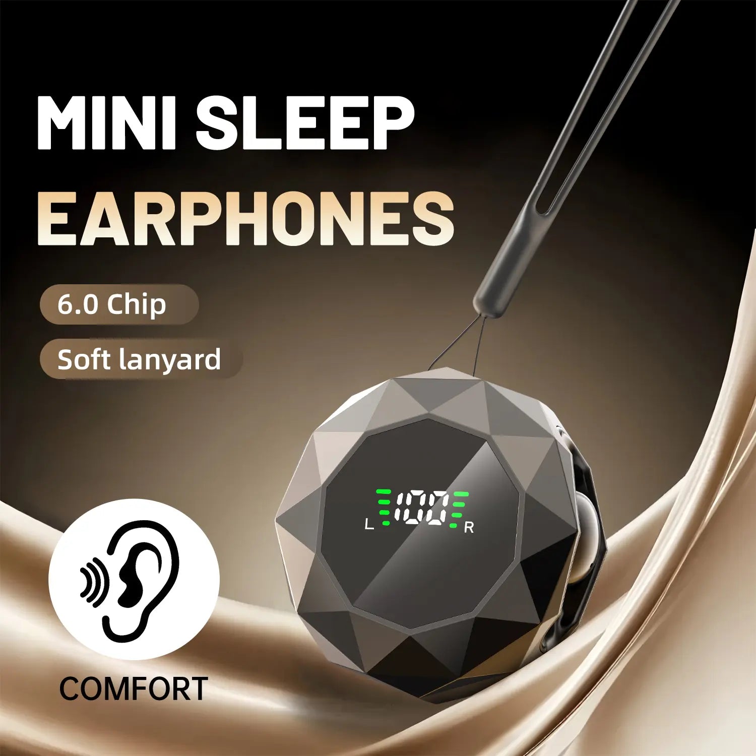 MSHUKCOE Mini Wireless Sleep Earbuds for Side Sleepers - Bluetooth 6.0 In-Ear Headphones with Noise Reduction, Ultra-Compact Design for Comfort During Extended Use and Restful Sleep
