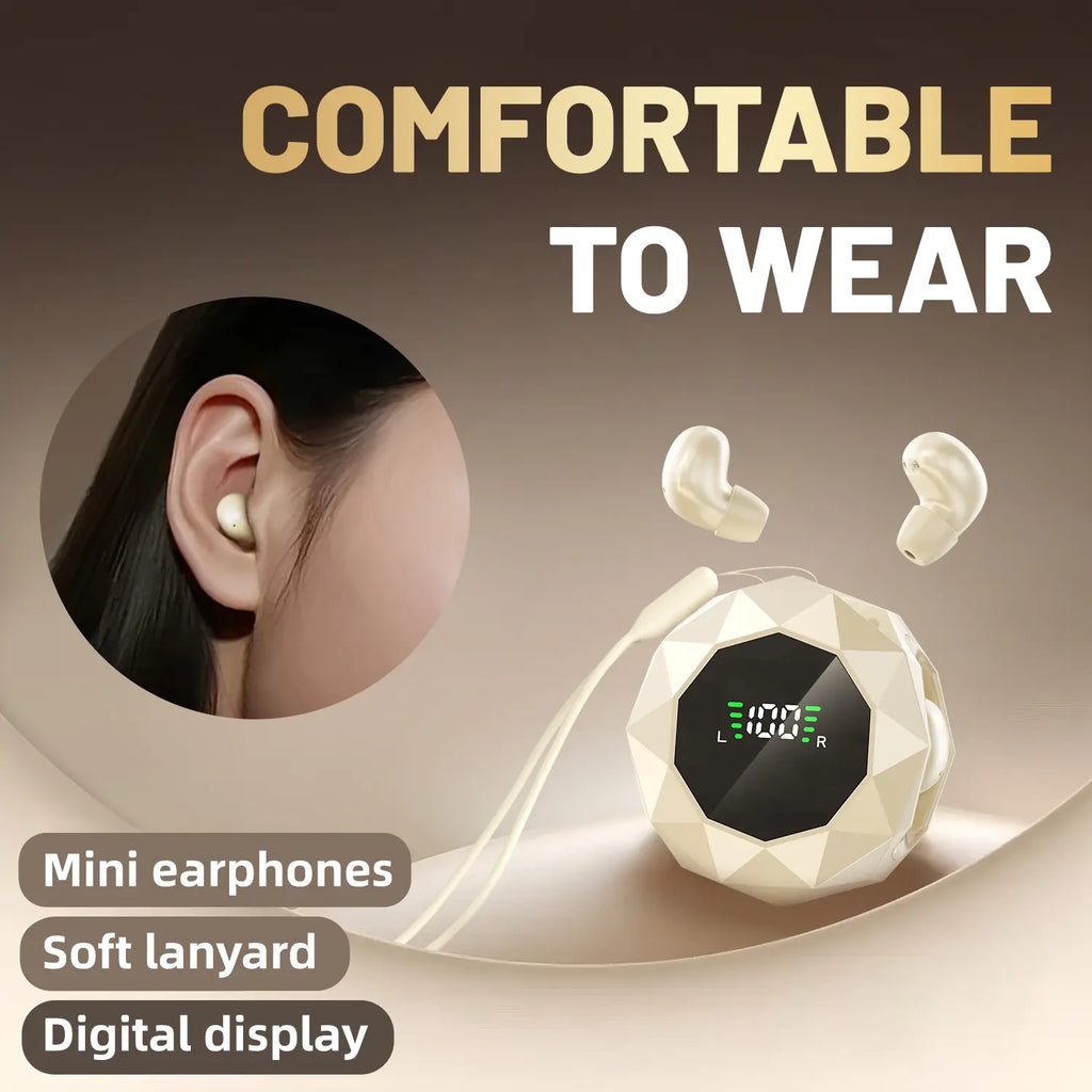 MSHUKCOE Mini Wireless Sleep Earbuds for Side Sleepers - Bluetooth 6.0 In-Ear Headphones with Noise Reduction, Ultra-Compact Design for Comfort During Extended Use and Restful Sleep