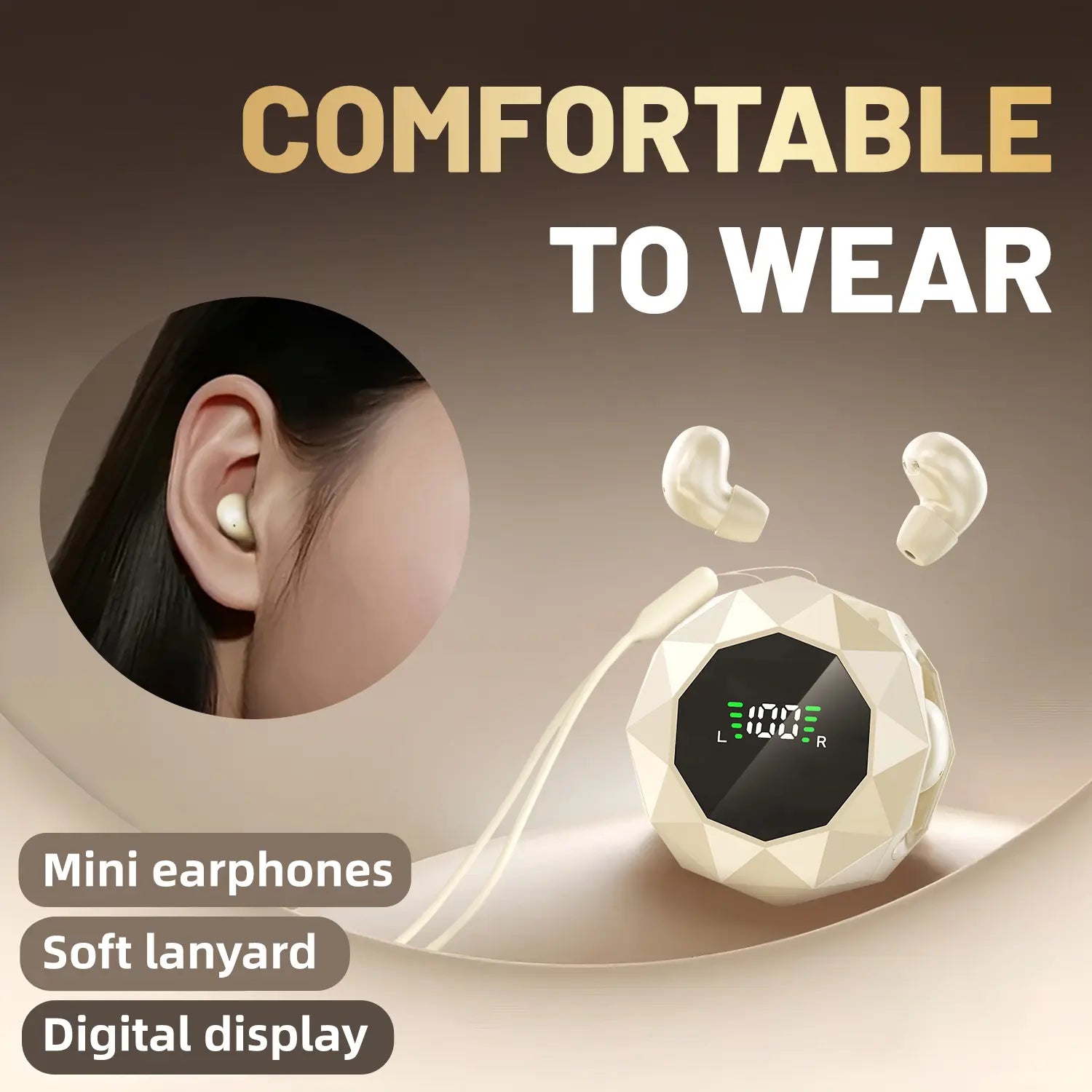MSHUKCOE Mini Wireless Sleep Earbuds for Side Sleepers - Bluetooth 6.0 In-Ear Headphones with Noise Reduction, Ultra-Compact Design for Comfort During Extended Use and Restful Sleep