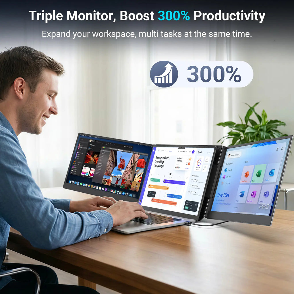 【Tiktokshopstockup】Cevaton 15.6" Laptop Screen Extender, 1080P FHD Dual Portable Monitor for Laptops, Ultra-Slim Travel Dual Monitor Fit for 13-17.3" Laptops, USB-C Plug&Play Extended Screen Compatible with Win/Mac/Android