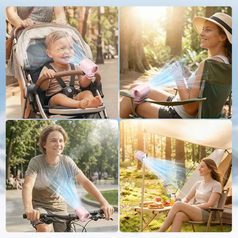 Joytutus Summervibes-2026 Portable Clip-On Car Fan with 360° Rotation, 100 Adjustable Speeds, LED Display, USB Rechargeable, 16℃ Semi-Cooling, 20-Hour Battery Life, 3000mAh Capacity