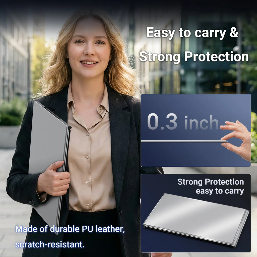 【Tiktokshopstockup】Cevaton 15.6" Laptop Screen Extender, 1080P FHD Dual Portable Monitor for Laptops, Ultra-Slim Travel Dual Monitor Fit for 13-17.3" Laptops, USB-C Plug&Play Extended Screen Compatible with Win/Mac/Android