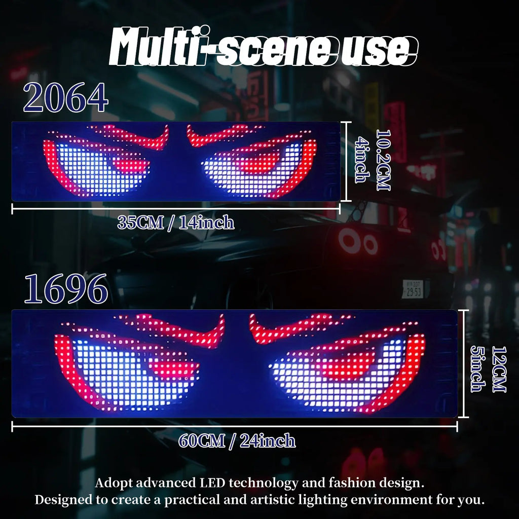 2-Pack LED Scrolling Eye Screens | App-Controlled Animated Display Light for Cars, Weddings, Birthdays
