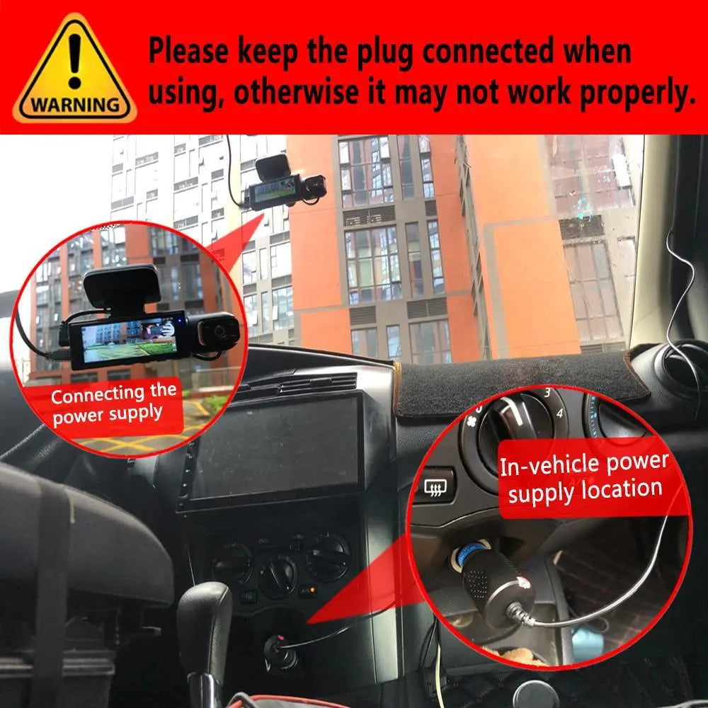 Front & inside Dashcams for Cars, Front Rear Dashcam, Cardashcam with 32GB Card, Wide Angle Driving Recorder with IR Night Vision, 3.16 Inch IPS Screen HD Camera with Dual Lens, (Non-Rechargeable; Plug-In Use)