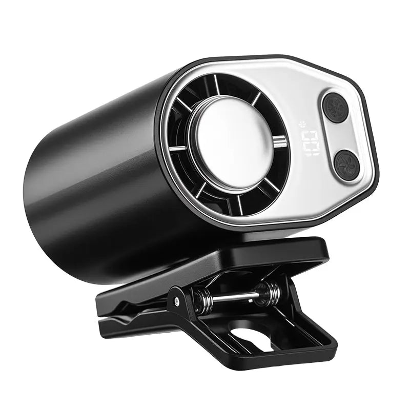 Joytutus Summervibes-2026 Portable Clip-On Car Fan with 360° Rotation, 100 Adjustable Speeds, LED Display, USB Rechargeable, 16℃ Semi-Cooling, 20-Hour Battery Life, 3000mAh Capacity